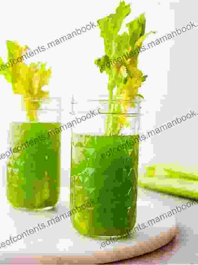 A Glass Of Freshly Extracted Celery Juice, Garnished With A Celery Stalk Easy Celery Juice Recipes Melody Rogers