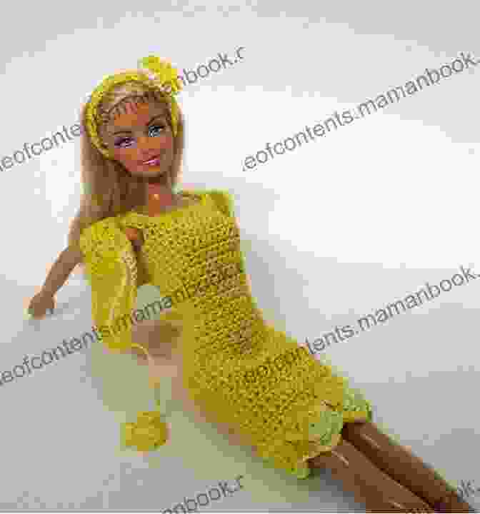 A Knitted Sunny Days Doll Wearing A Yellow Dress And A Pink Hat SSK Sunny Days Doll Knitting Pattern