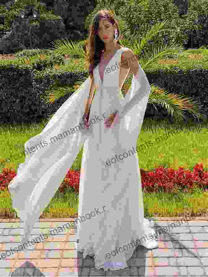 A Model Wearing A Chiffon Gown With A Plunging Neckline And Sheer Sleeves Love Looks Pretty On You