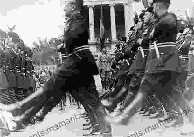 Benito Mussolini Leading A Large Group Of Fascists In A March, Waving His Fist In The Air. How To Marry Benito Mussolini